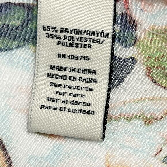 Zac & Rachel Floral Watercolor Ruffle Neck 3/4 Sleeve Flowy Top Women’s Large - Picture 9 of 11